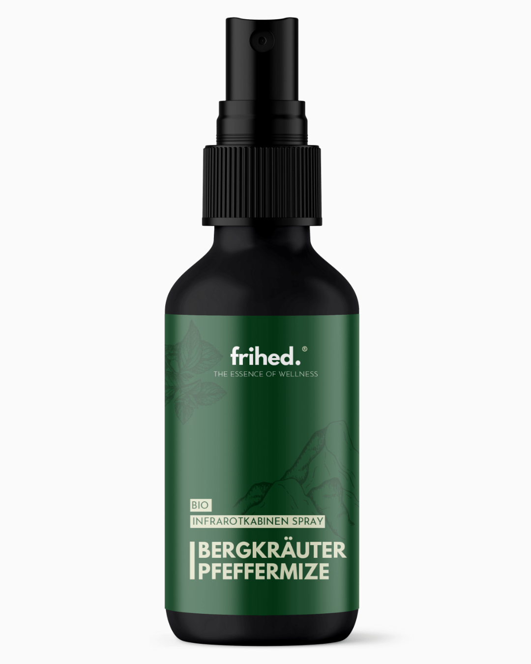 Bio Infrarotspray Bergkräuter Pfefferminze, 100-ml-Schwarzglasflasche mit Sprühkopf