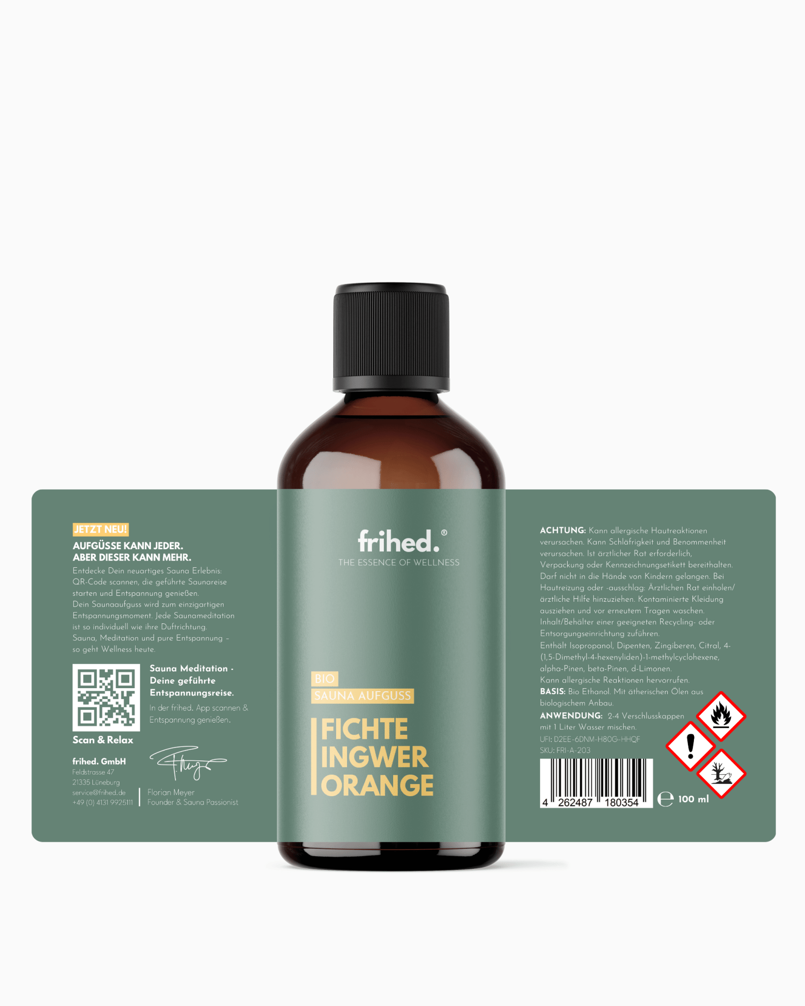 Bio Saunaaufguss Fichte, Ingwer & Orange - frihed. GmbH