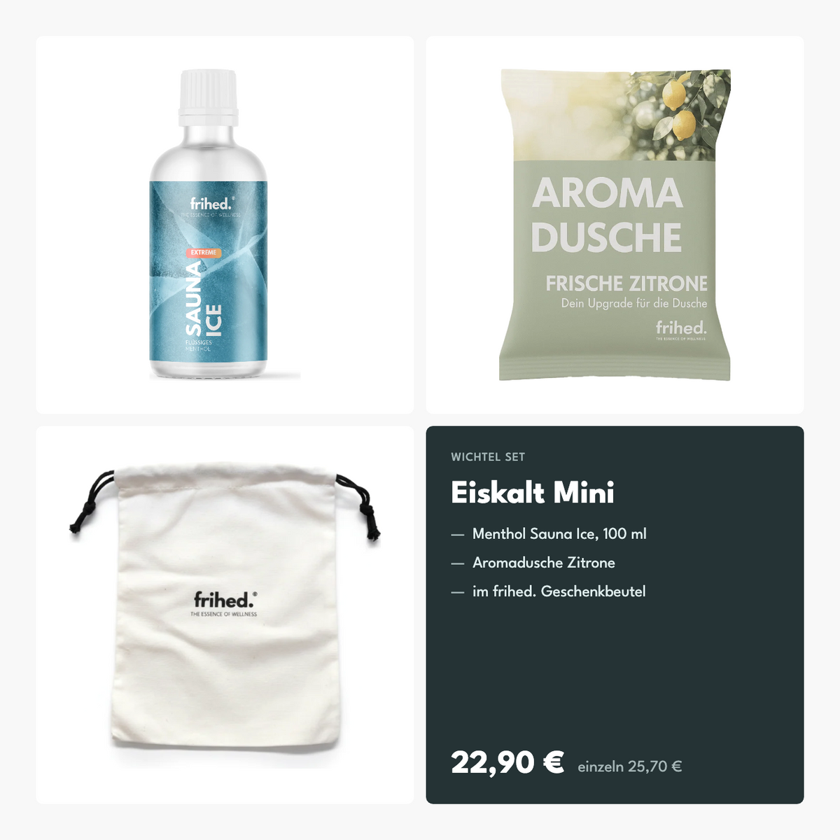 Pakkelegsgave Iskold Mini: Sauna Ice og aromabrus citron i gavepose