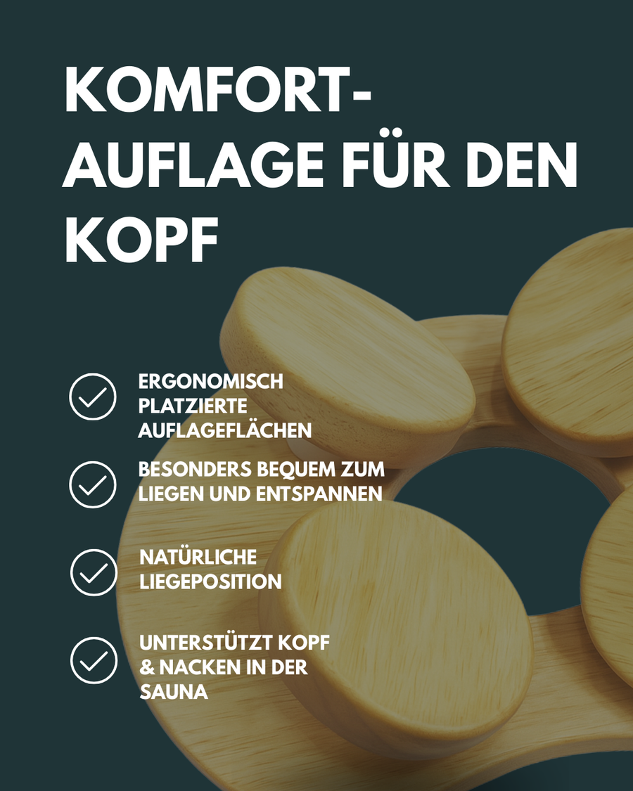Sauna Kopfstütze aus Holz, weitere Ansicht