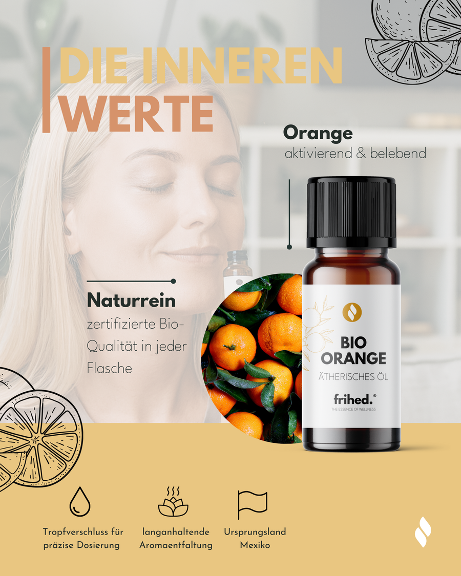Bio ätherisches Orangenöl von frihed. in der 10-ml-Flasche, Ansicht 1