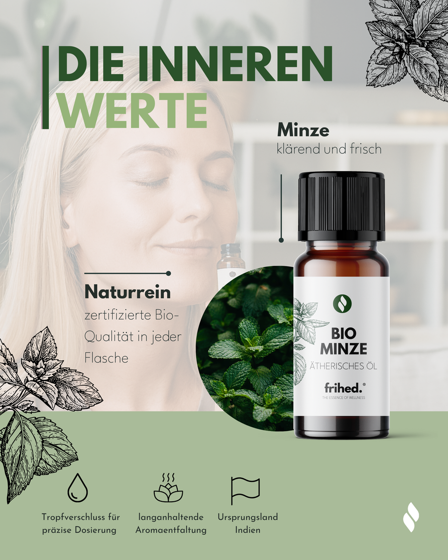 Bio ätherisches Minzöl von frihed. in der 10-ml-Flasche, Ansicht 1