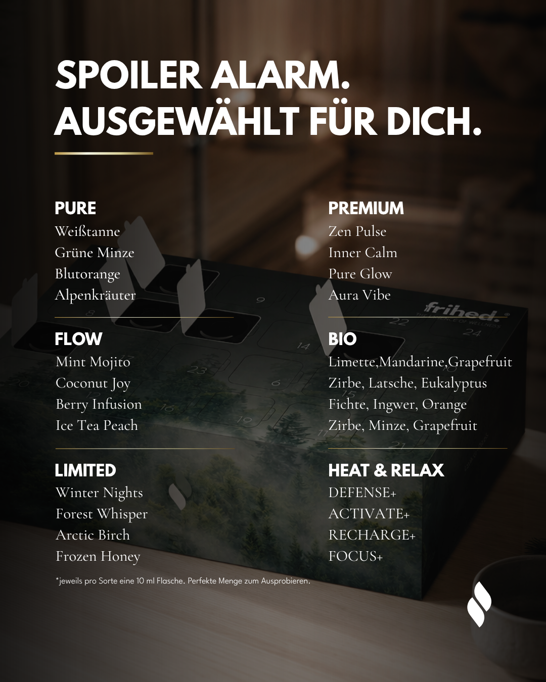 Saunaaufguss Probierpaket Duftkalender 24er Set