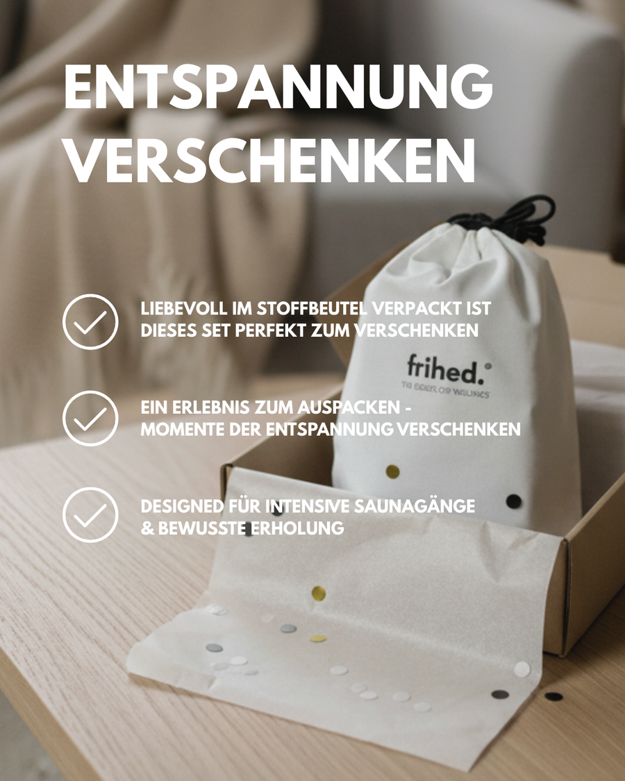 Sauna Trio von frihed. mit Saunamütze, Saunasalz und Saunaaufguss, Ansicht 4