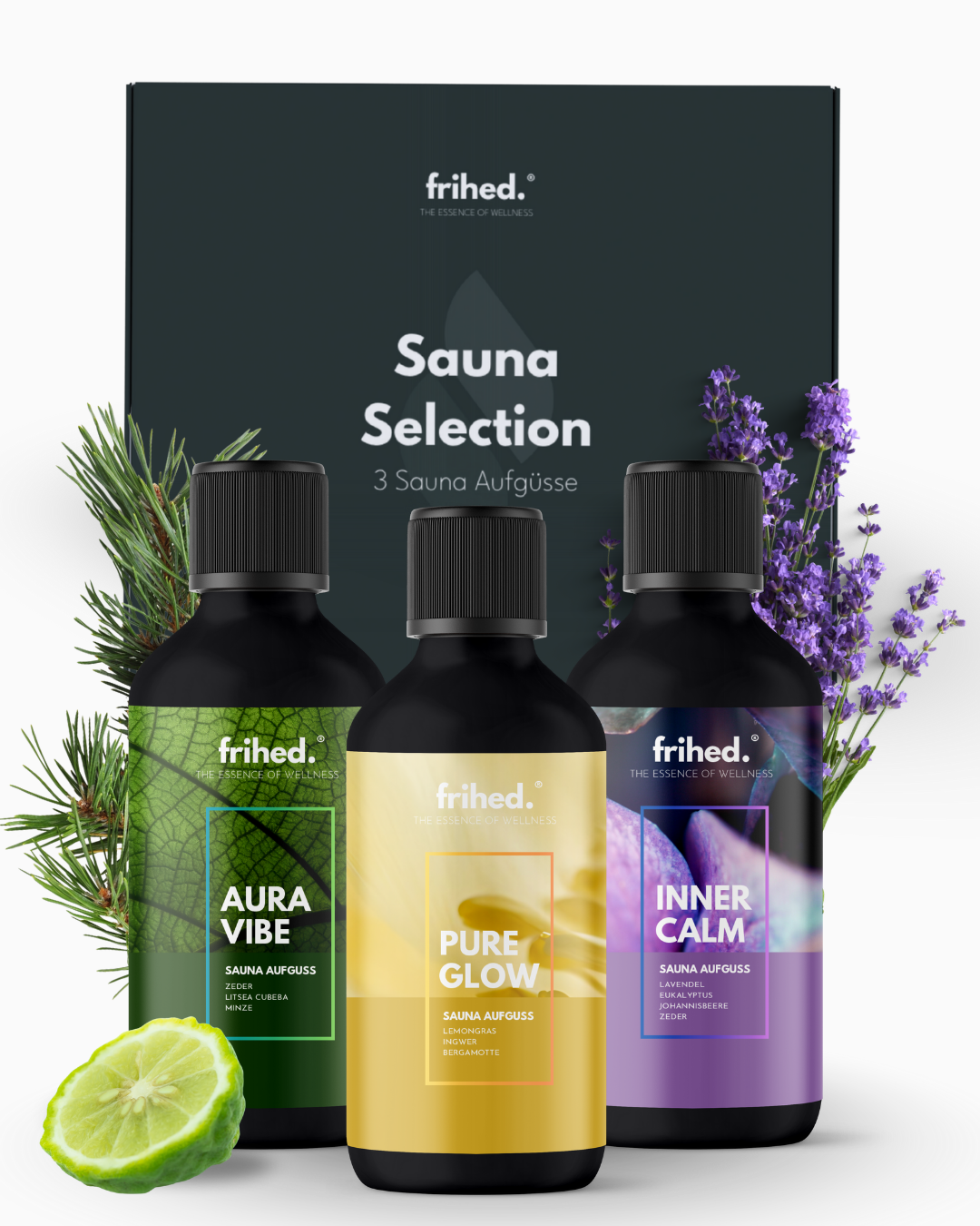 Saunaaufguss Trio Deep Balance: drei 100-ml-Flaschen im Set