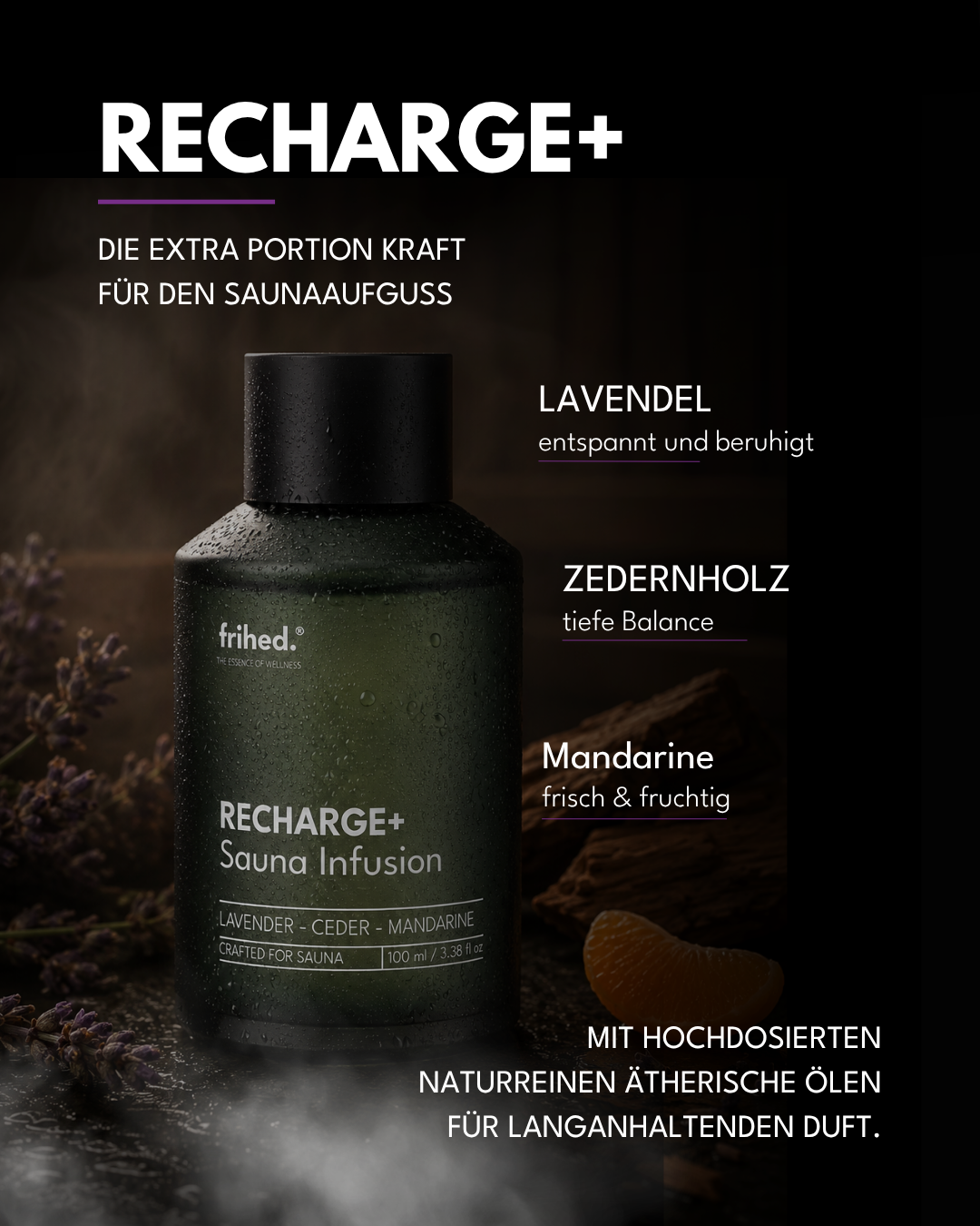RECHARGE+ Saunaaufguss Lavendel, Zedernholz & Mandarine