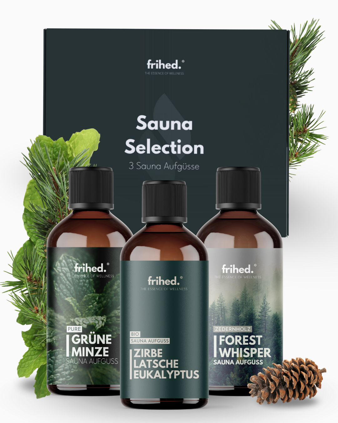 Saunaaufguss Trio Waldspaziergang: drei 100-ml-Flaschen im Set