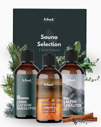 Saunaaufguss Trio Hüttenzauber: drei 100-ml-Flaschen im Set