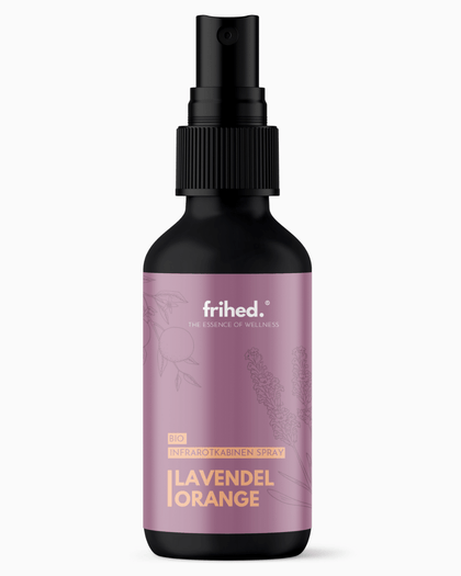 Bio Infrarotspray Lavendel Orange, 100-ml-Schwarzglasflasche mit Sprühkopf
