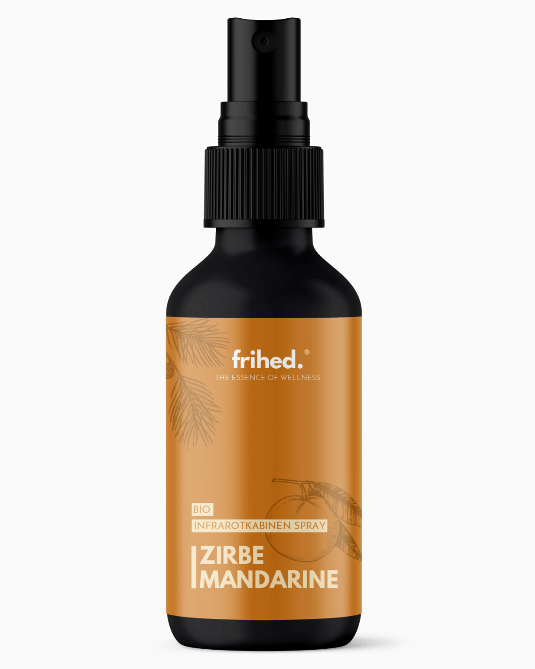 Bio Infrarotspray Zirbe Mandarine, 100-ml-Schwarzglasflasche mit Sprühkopf