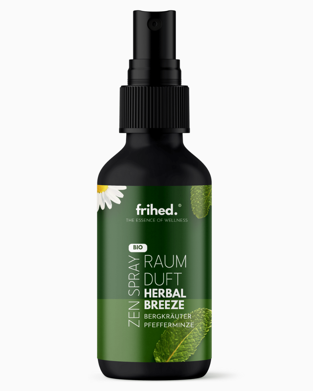 Bio Raumspray Bergkräuter Pfefferminze, 100-ml-Schwarzglasflasche mit Sprühkopf