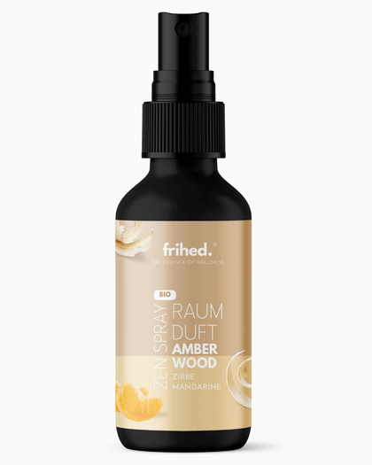 Bio Raumspray Zirbe Mandarine, 100-ml-Schwarzglasflasche mit Sprühkopf