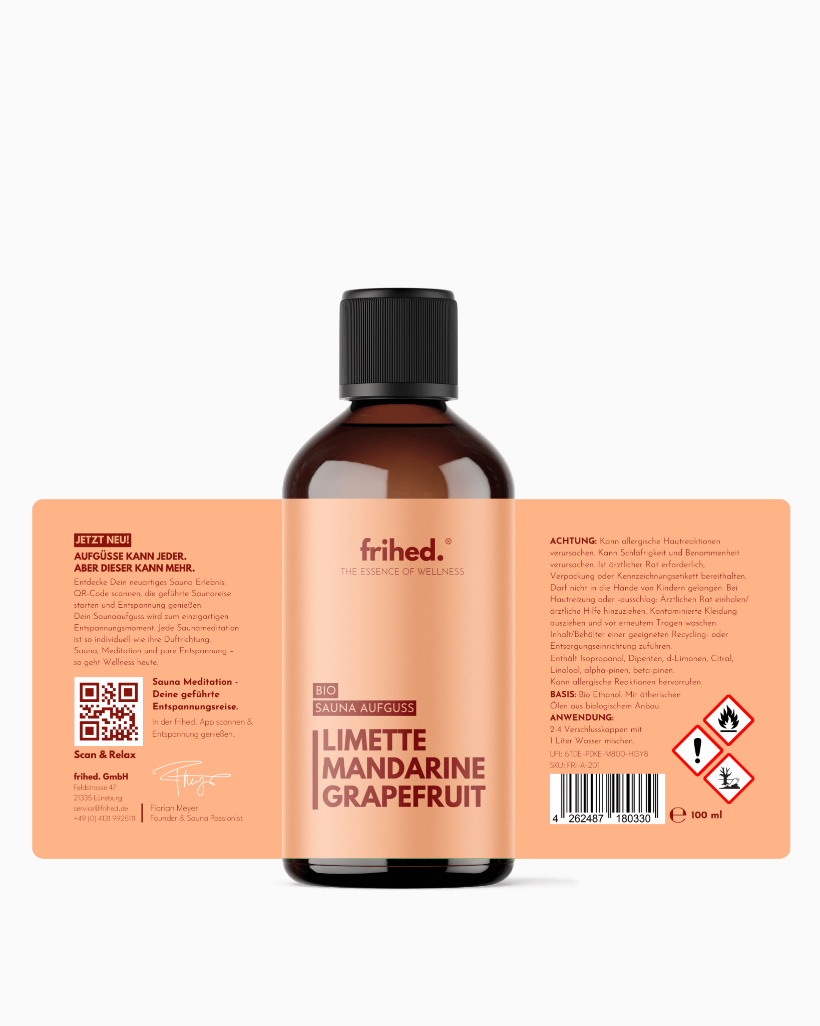 Bio Saunaaufguss Limette, Mandarine & Grapefruit - frihed. GmbH