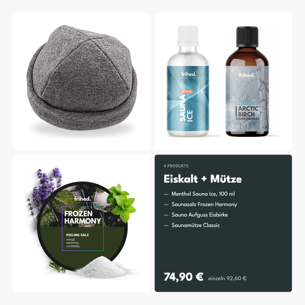 Pro Set Eiskalt mit Saunamütze: Sauna Ice, Frozen Harmony, Eisbirke und Saunamütze